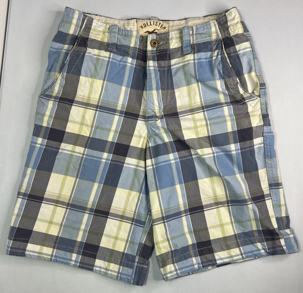 Vintage Y2K Hollister Plaid Chino Shorts Flat Front Preppy Skate Men’s Size 31